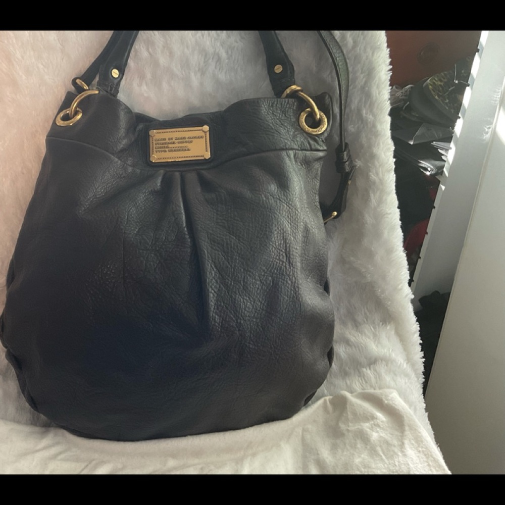 Marc By Marc Jacobs Classic Q Hillier Hobo Bag Black Soft Pebbled Leather Purse